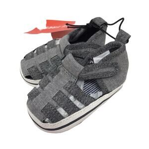 Joe Fresh Baby Boys Fisherman Sandals 1 Woven Look & Loop Textile Gray NWT